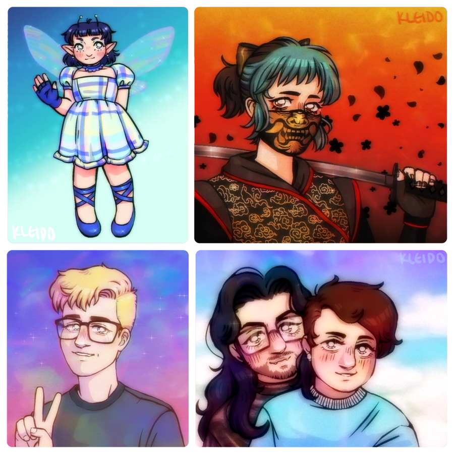 assorted retro anime style comms/requests, 2023